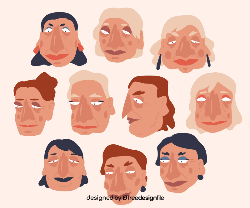 Old women faces vector