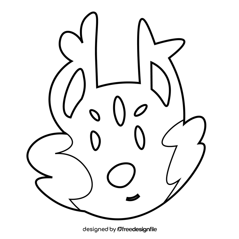 Cute lynx head drawing black and white clipart