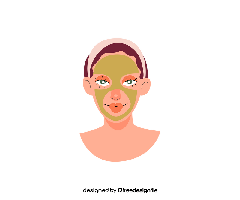 Girl with clay mask illustration clipart