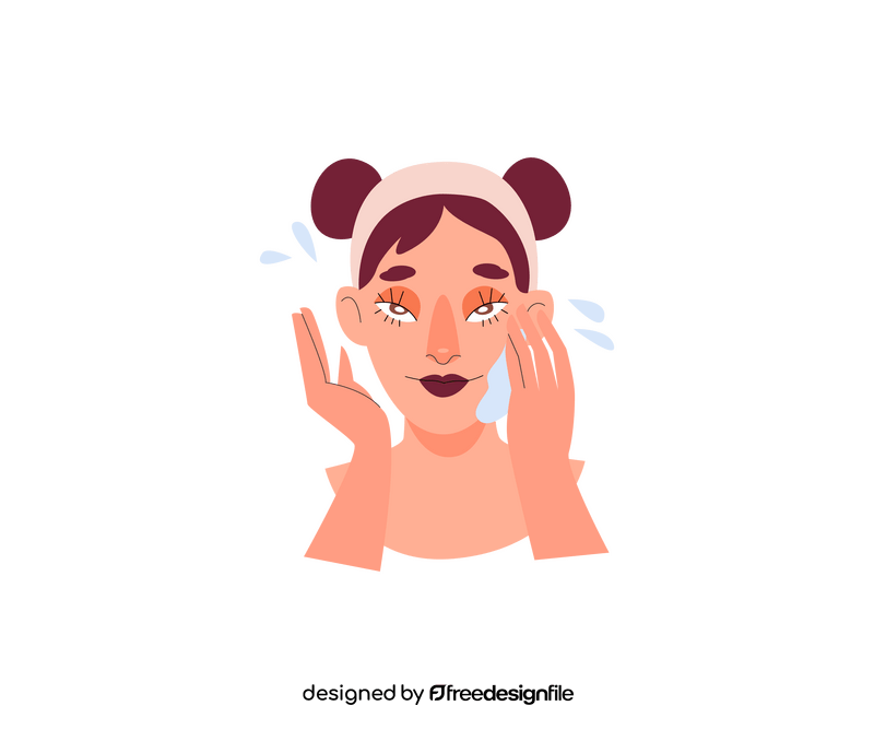 Girl washes her face clipart