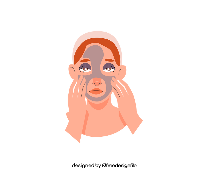 Girl applies clay mask illustration clipart