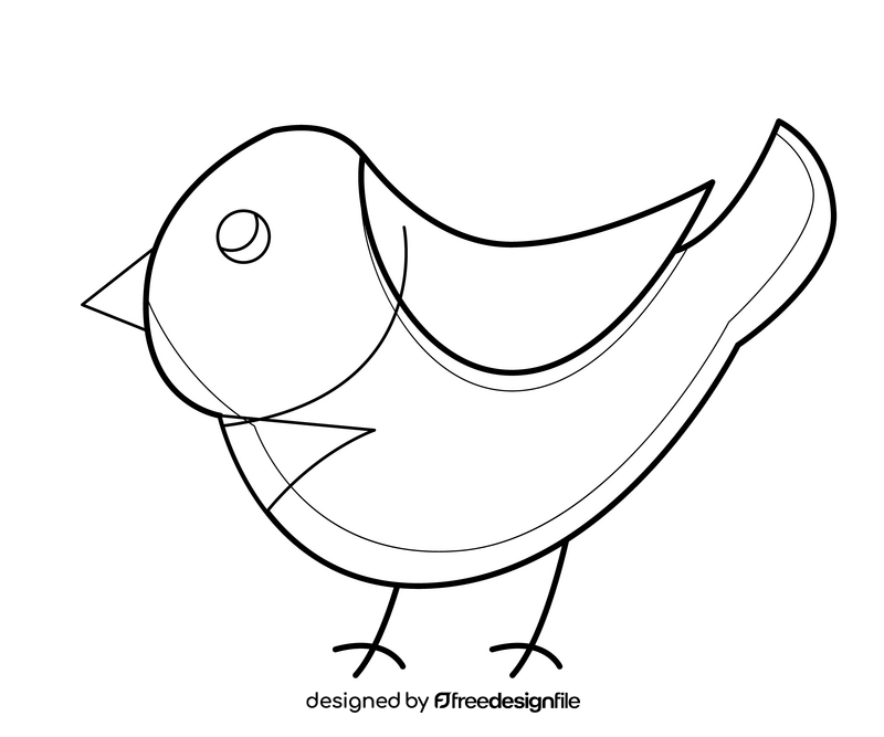 Bird drawing black and white clipart