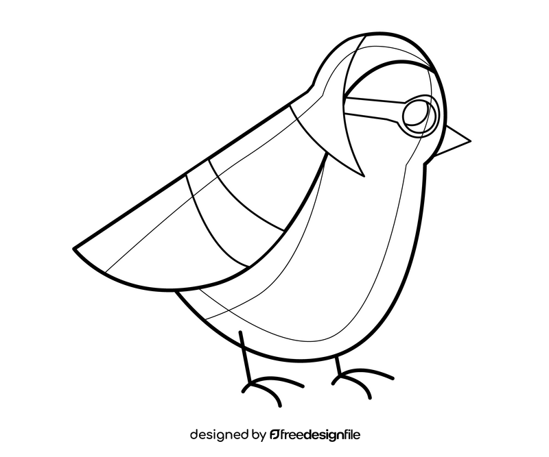 Cartoon bird black and white clipart