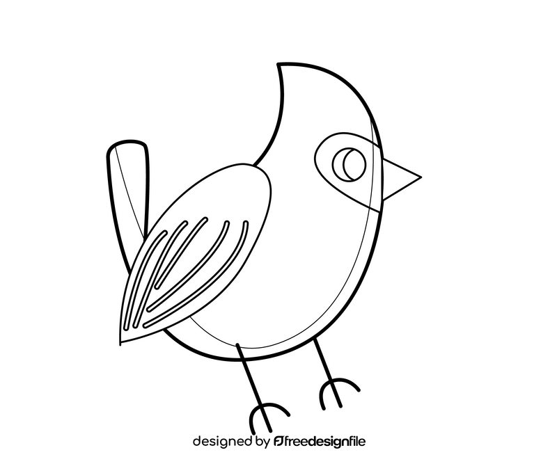 Bird illustration black and white clipart