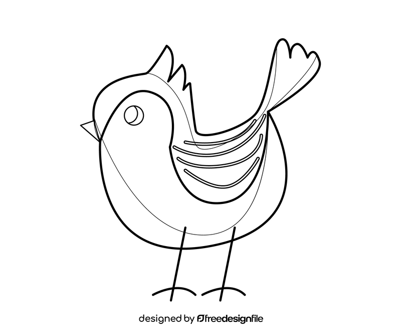 Baby bird black and white clipart