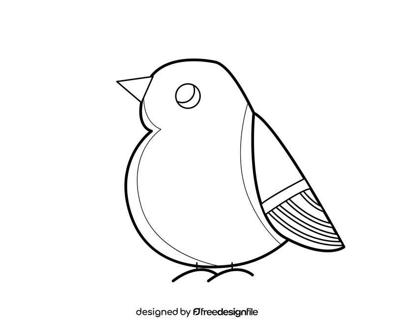 Cute scarlet bird black and white clipart