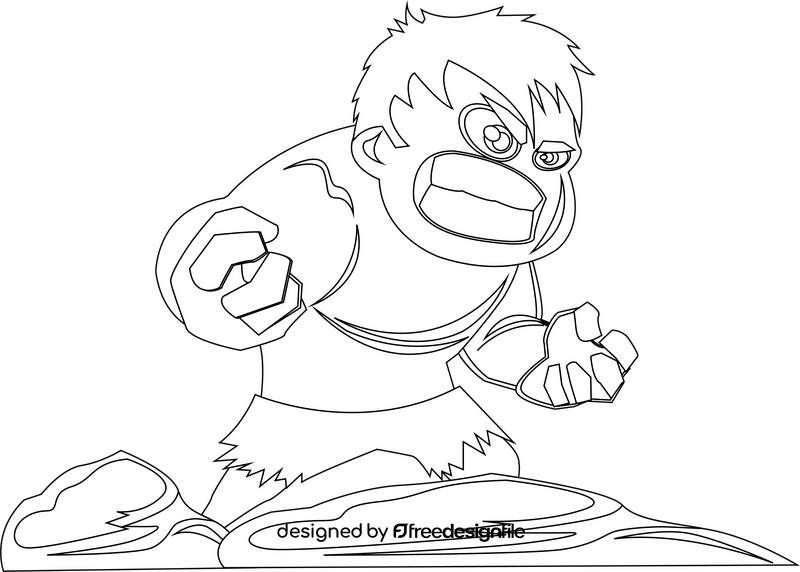 Cartoon baby hulk black and white clipart