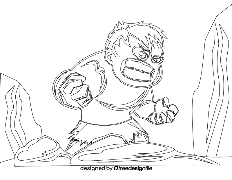 Cartoon baby hulk black and white vector