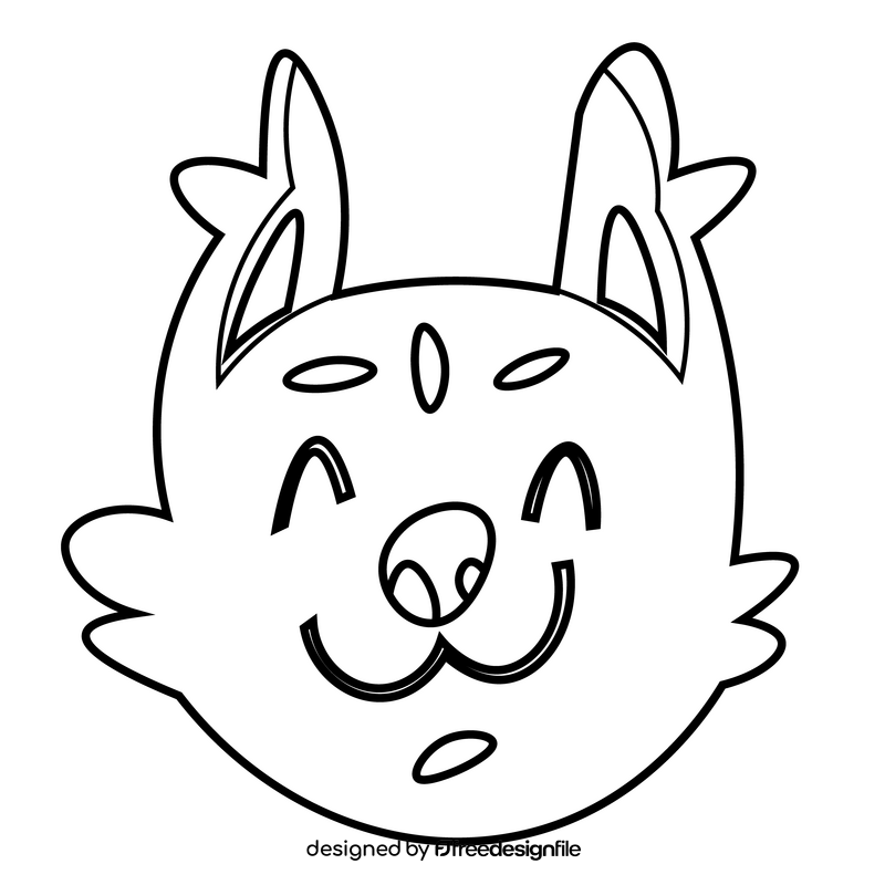 Cute lynx smile black and white clipart