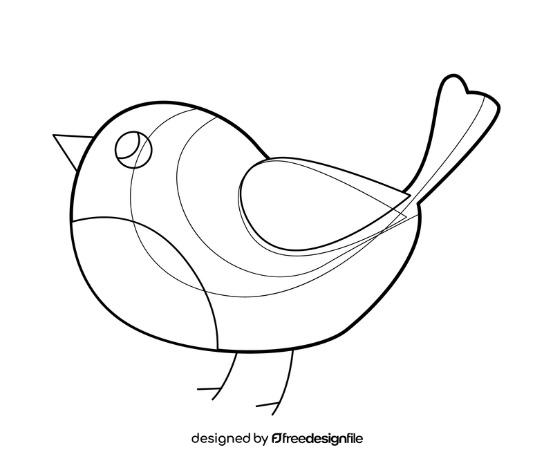Cartoon chick bird black and white clipart