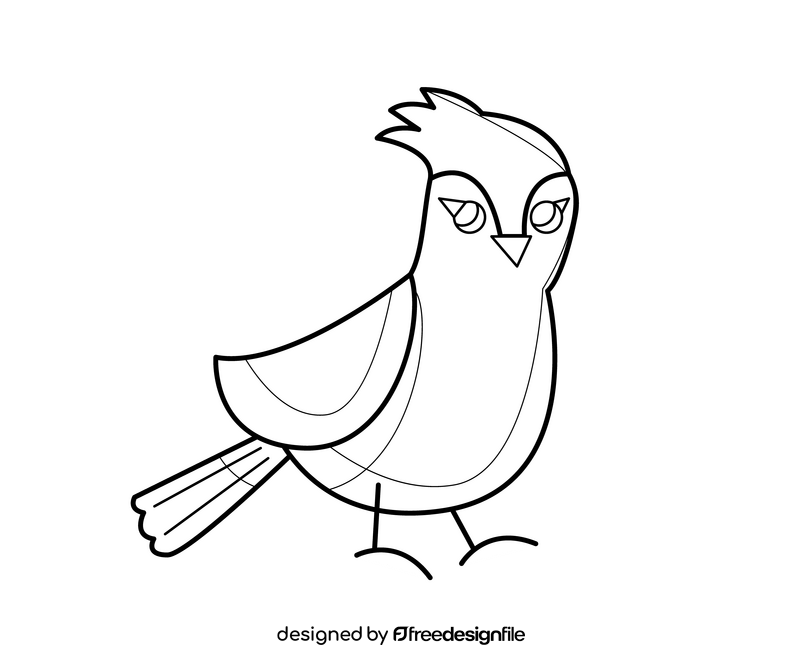 Cartoon bird black and white clipart