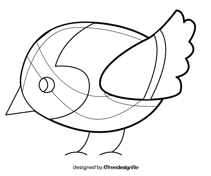 Free chick bird black and white clipart