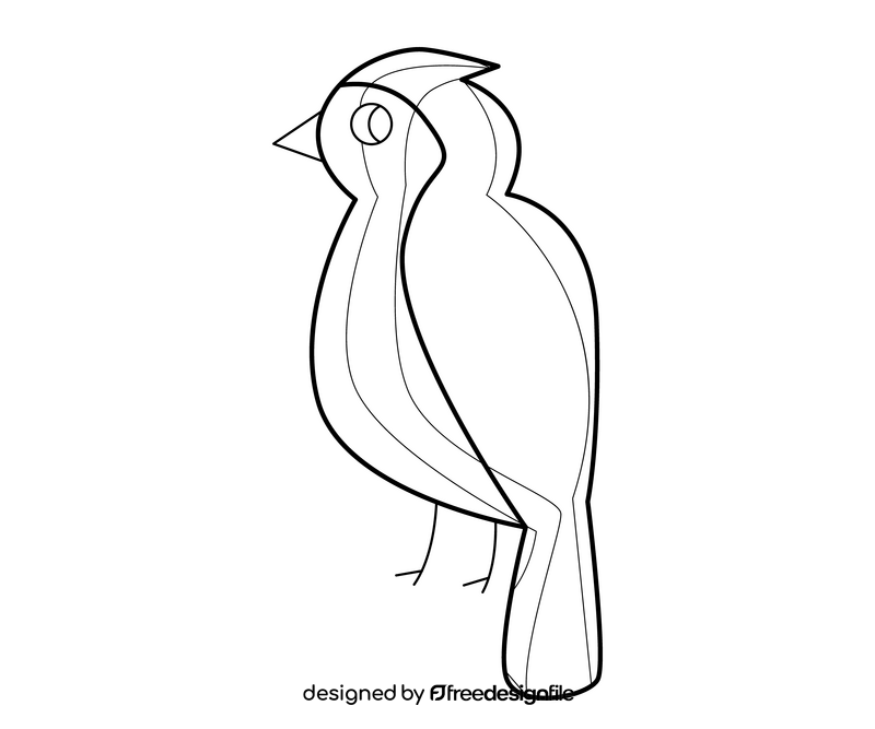 Gray bird illustration black and white clipart