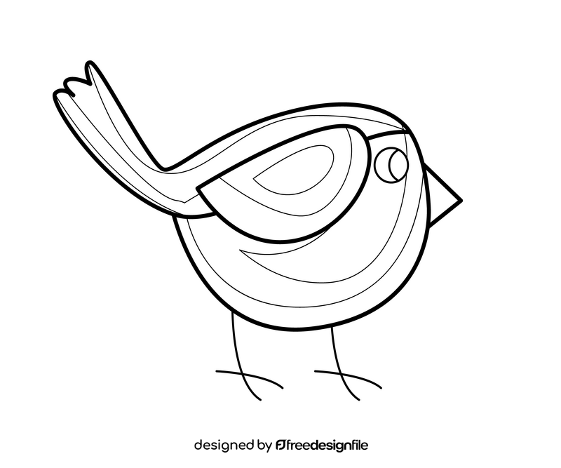 Fat bird black and white clipart