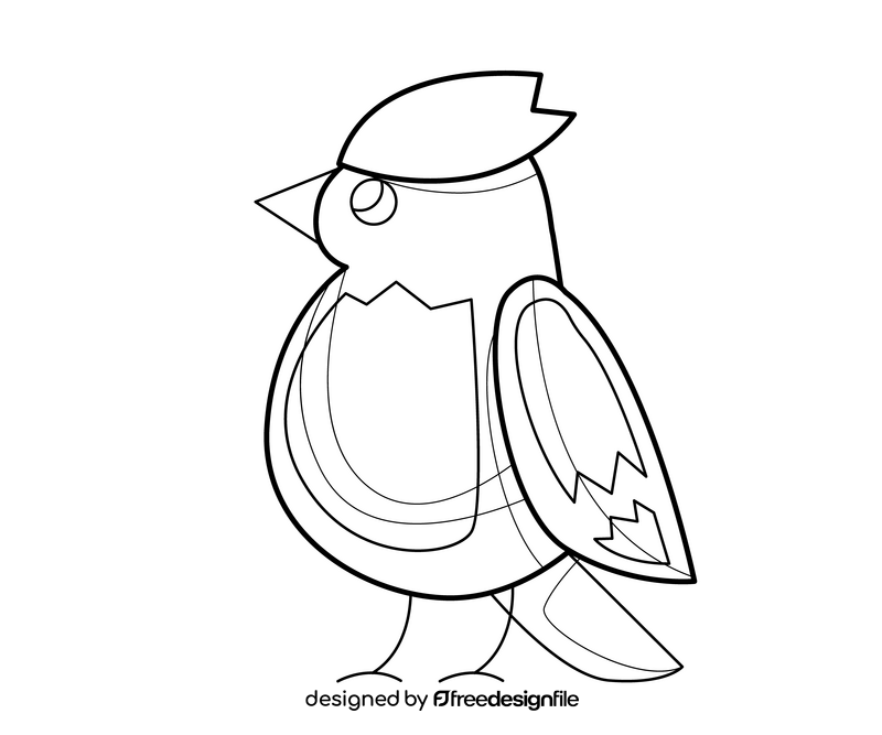 Bird illustration black and white clipart