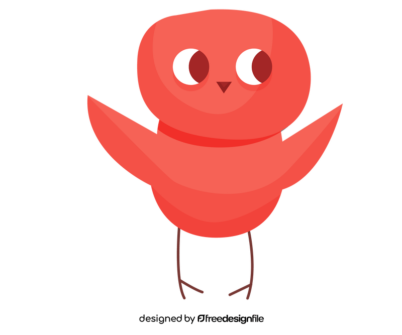 Cute red chick flying clipart