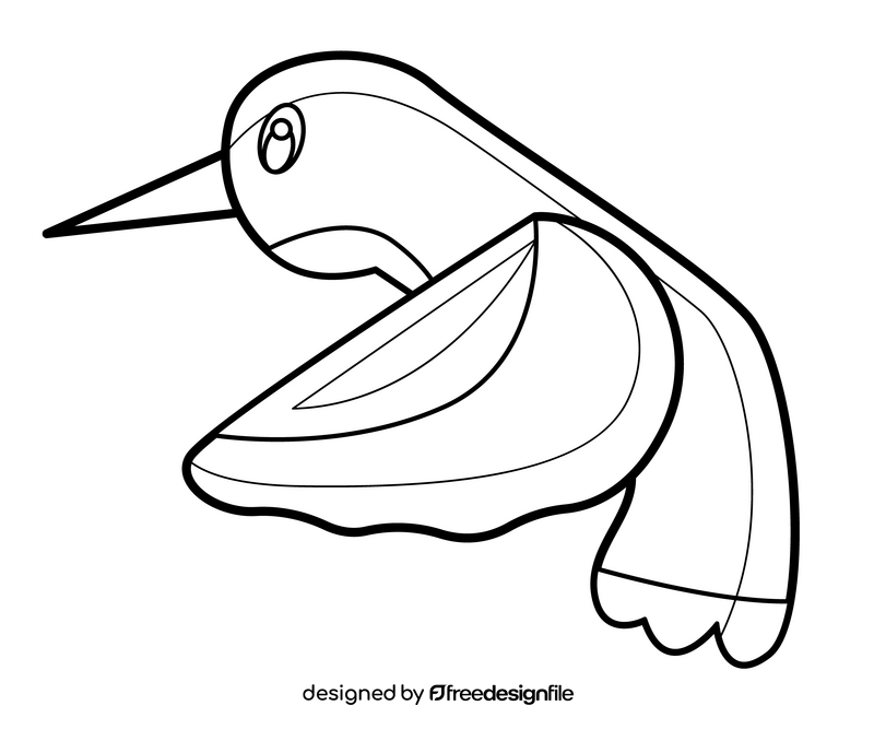 Green baby hummingbird illustration black and white clipart