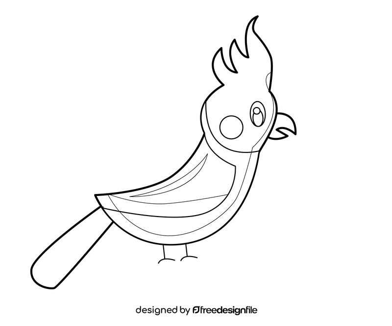 Parrot illustration black and white clipart