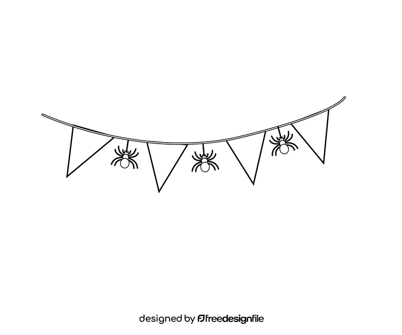 Halloween garland flags drawing black and white clipart