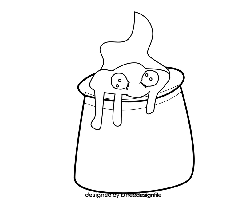 Witch cauldron halloween black and white clipart