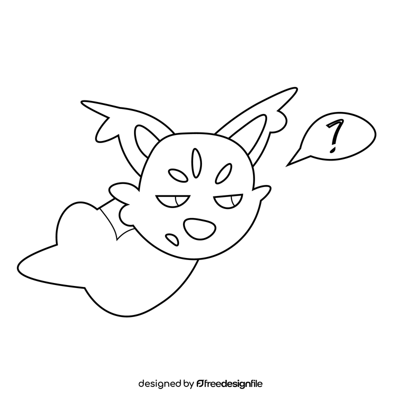 Cartoon lynx question black and white clipart
