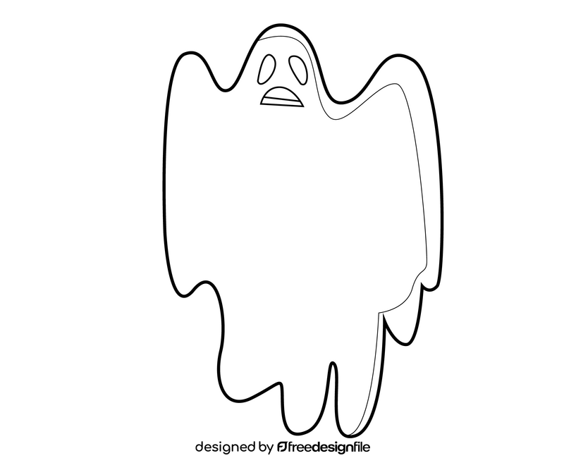 Halloween ghost illustration black and white clipart