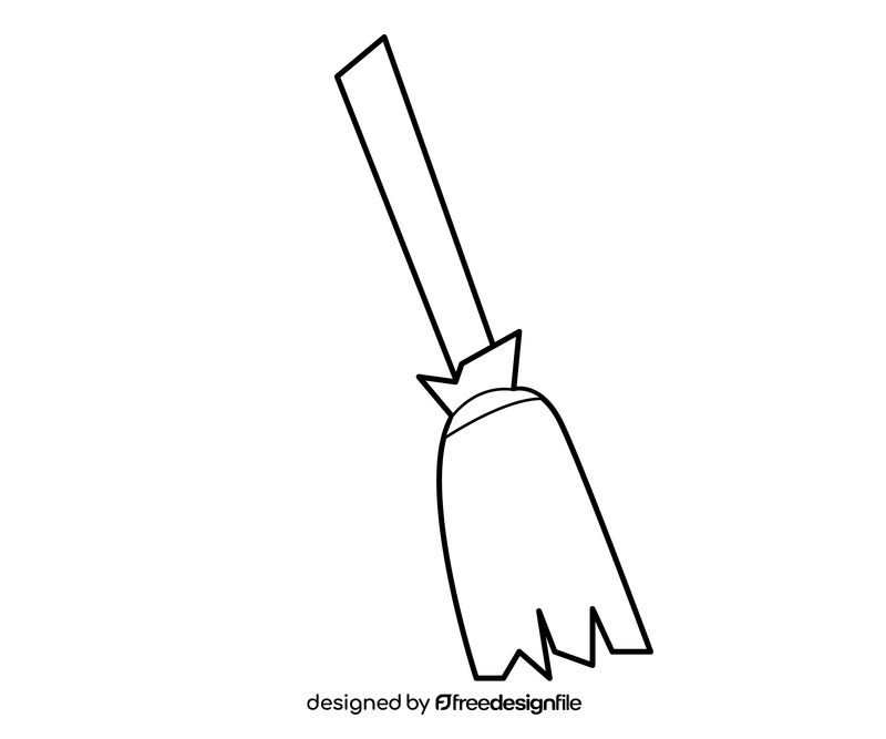 Halloween broom black and white clipart
