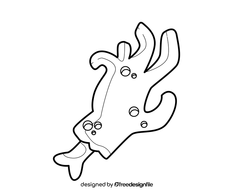 Halloween hand with bone illustration black and white clipart
