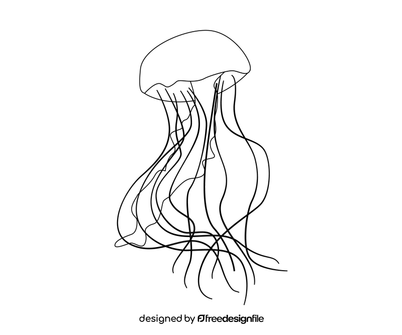 Free jellyfish black and white clipart
