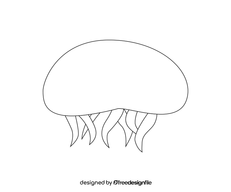 Green jellyfish drawing black and white clipart