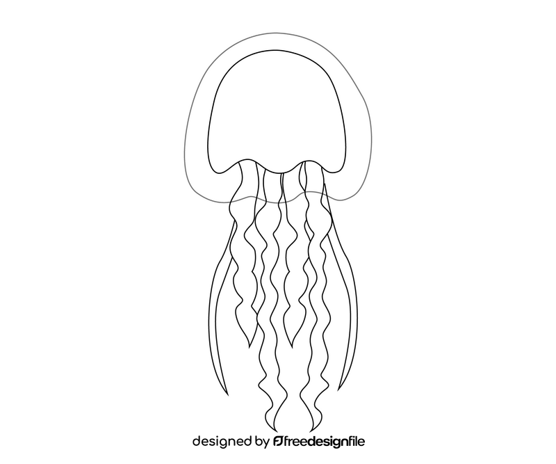 Cartoon jellyfish black and white clipart