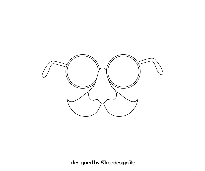 Mask with glasses black and white clipart