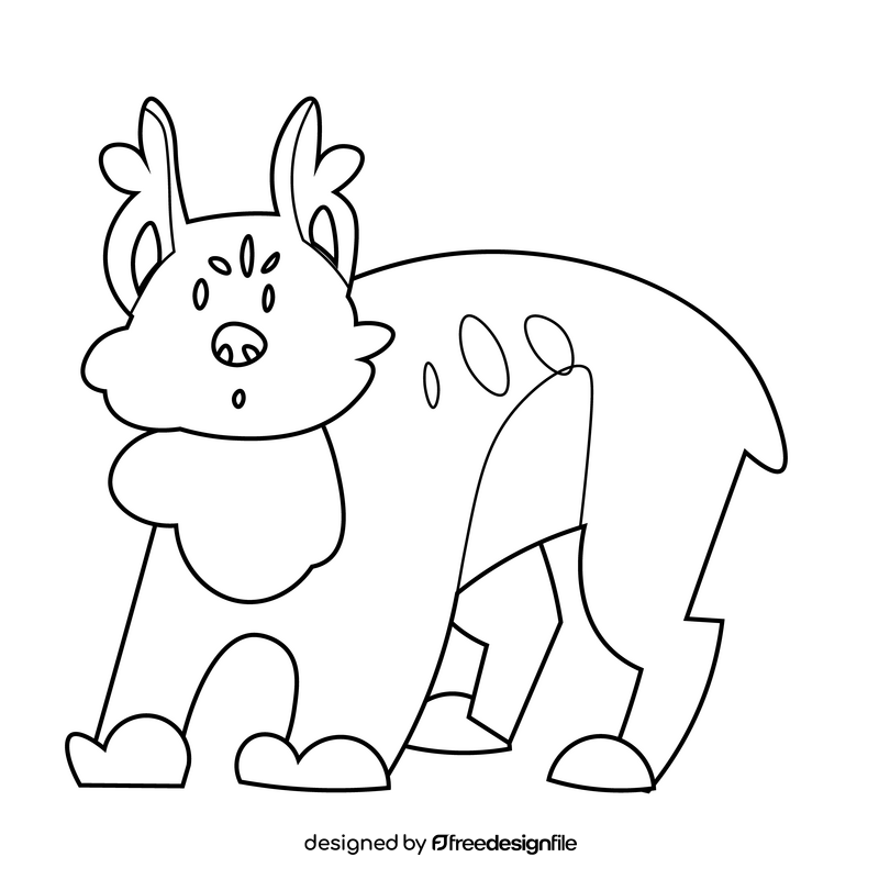 Lynx animal black and white clipart