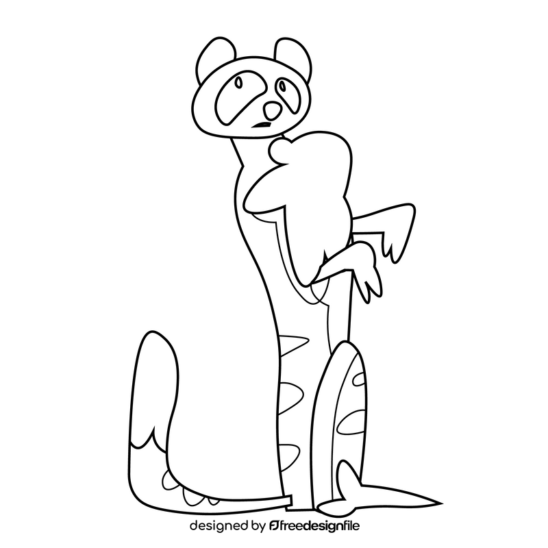 Cartoon meerkat pose black and white clipart