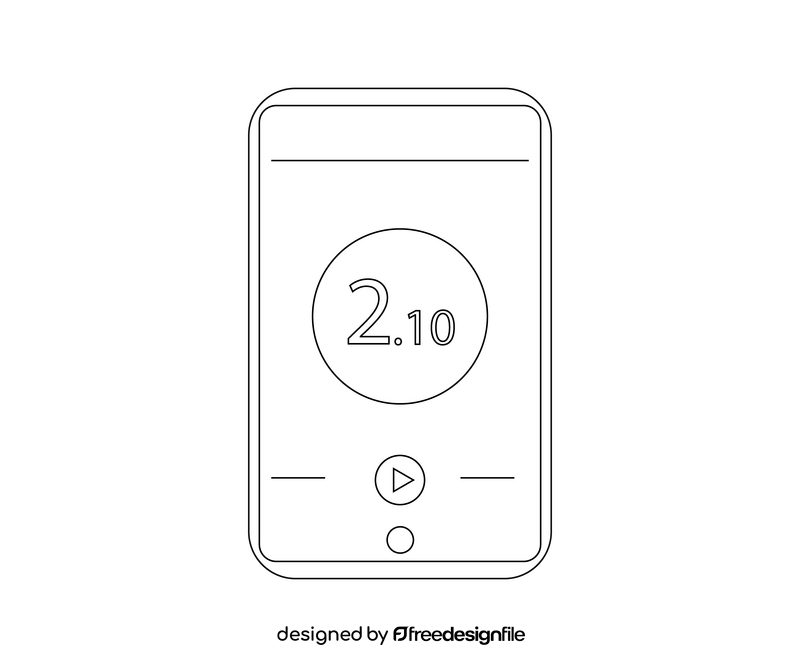 Stopwatch in smartphone black and white clipart