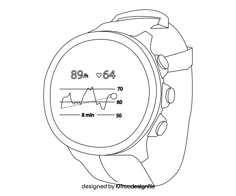 Health app on watch black and white clipart