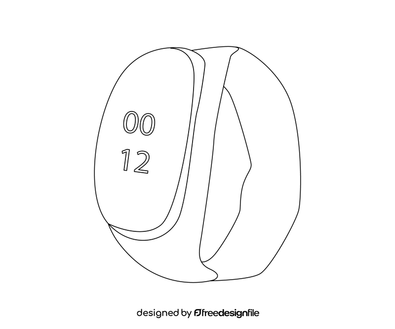Smartwatch illustration black and white clipart