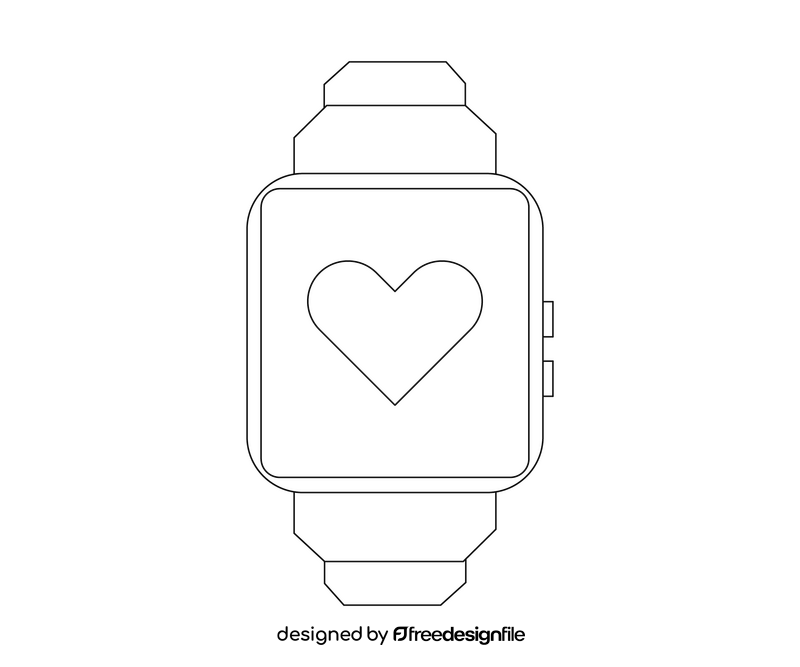 Cartoon smartwatch black and white clipart