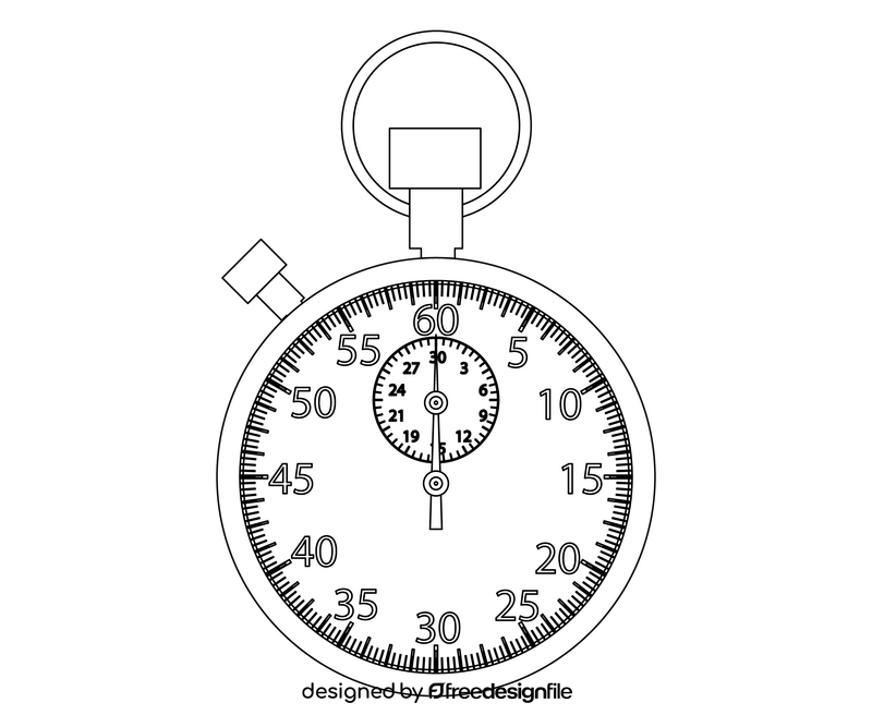 Stopwatch drawing black and white clipart