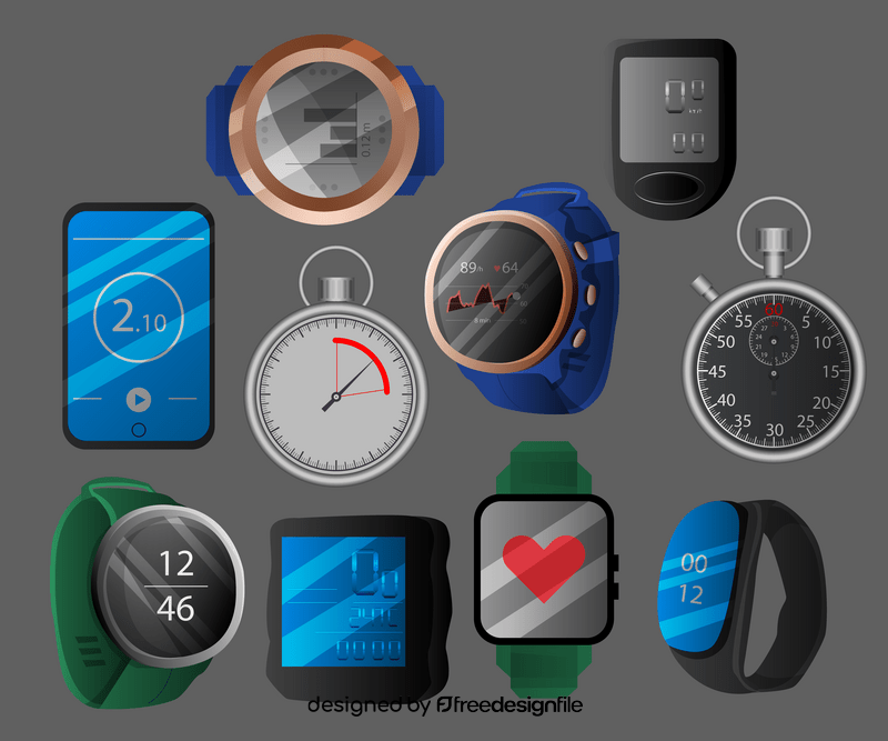 Stopwatches, smartwatches vector