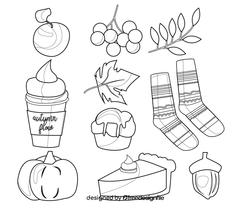 Autumn set black and white vector