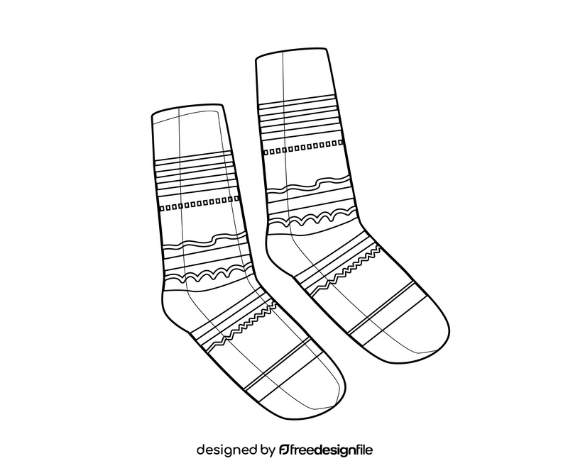 Warm socks black and white clipart