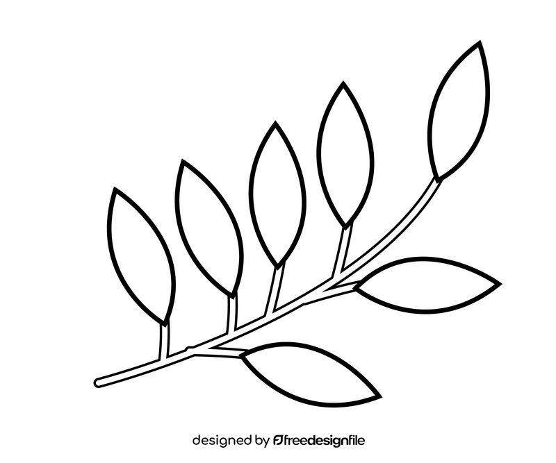 Cartoon autumn leaf black and white clipart