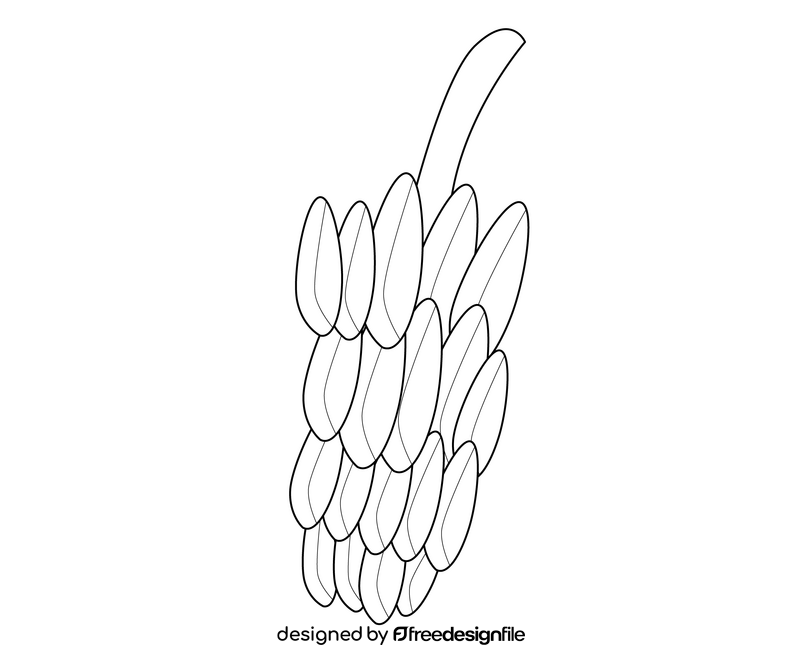 Bananas on a branch cartoon black and white clipart