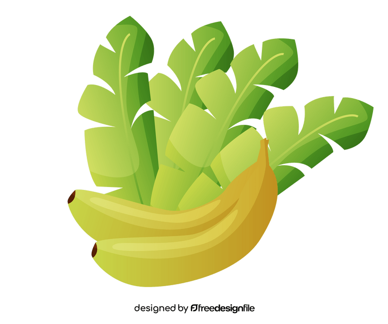 Bananas with leaves clipart