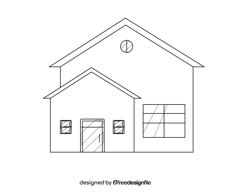 House drawing black and white clipart