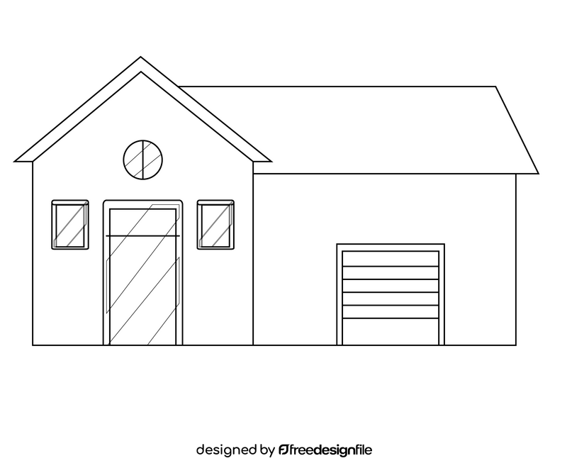 Cartoon cottage house black and white clipart