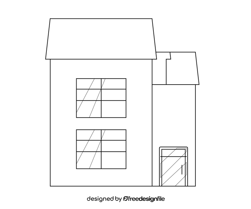 Two story house cartoon black and white clipart