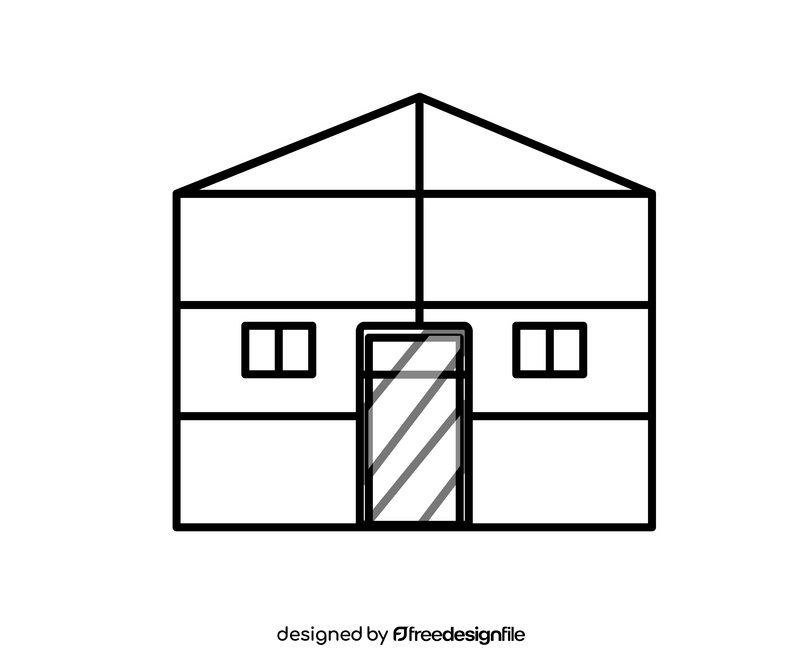 Cartoon public building black and white clipart