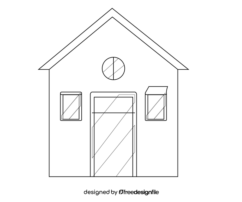 Modern house black and white clipart